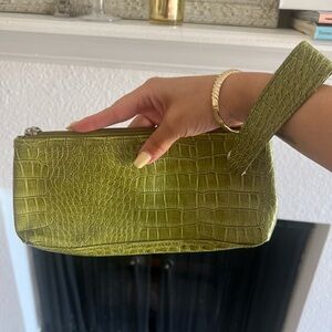 Green Crocodile-Embossed Women's Bag